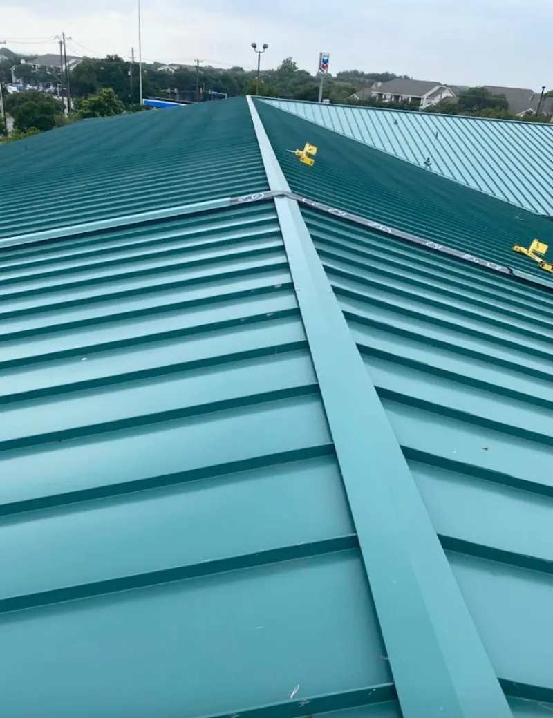 Green commercial metal roof ridge and valley for Metal Roof Repair in Upper Merion